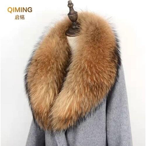100% Natural Jacket Fur Collar Real Raccoon Fur Women Scarves Winter Coat Female Neck Cap Long Warm Real Fur Scarf Shawl