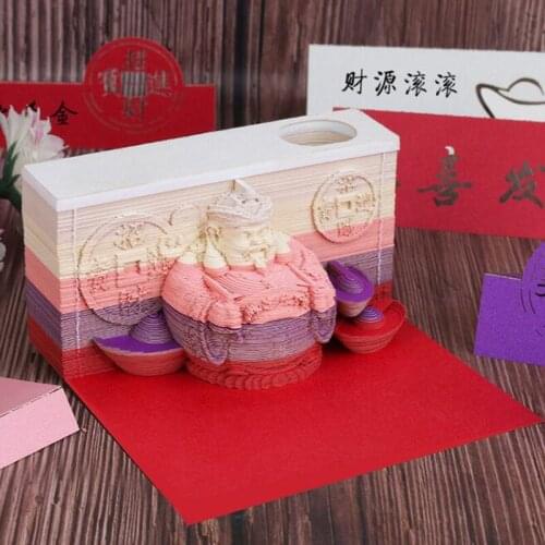 3D China God of Wealth Paper Model Memo Note Home Office Desk Decoration Gift Promotion