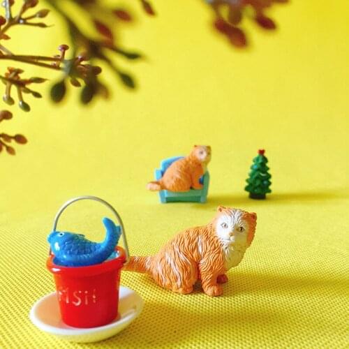 1pcs cute kitty/orange/dots/miniatures/lovely cat/ animals/fairy garden gnome/terrarium decoration/crafts/a13/a21/toy/model