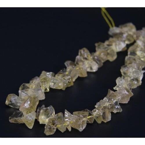 15.5"/strand Natural Raw Lemon Quartz Freeform Nugget Gravel Loose Beads,Citrines Crystal Top Drilled Chips Necklace Jewelry