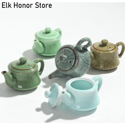 200ml Crackle Glaze Brother Kiln Longquan Celadon Exquisite Teapot Xishi Ceramics Arts Tieguanyin Tea Set Office Decoration