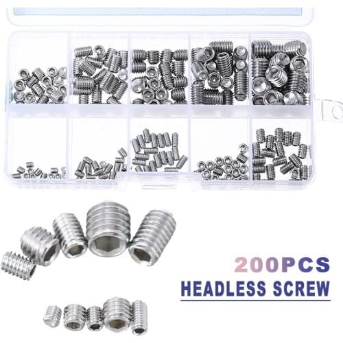 200Pcs High Qaulity Hexagon Socket Head Screw Set M3 M4 M5 M6 M8 Hex Socket Screws Stainless Steel Screw Kit