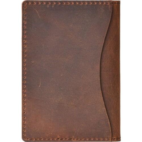 2021 Hot Mens Wallet Case Handmade Crazy Horse Id Card Holder Distress Card Holder