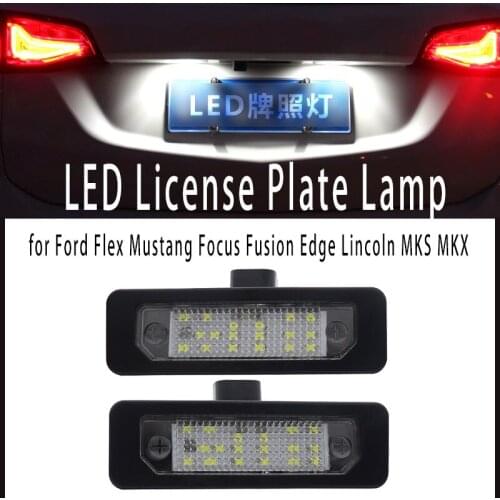 2x White Canbus LED License Number Plate Light No Error Tail Light Lamp for Ford Flex Mustang Focus Fusion Edge Lincoln MKS MKX
