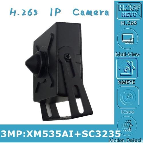 3MP IP Metal Mini Box Camera 3.7mm Lens XM535AI+SC3235 2304*1296 H.265 Onvif VMS XMEYE IRC P2P Motion Detection All Color