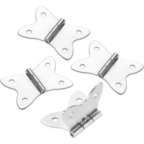 4Pcs 37*30mm Metal Wardrobe Cabinet Door Luggage Butterfly Hinges Furniture Decorative Hinges 4 Holes Jewelry Wooden Boxes Hinge