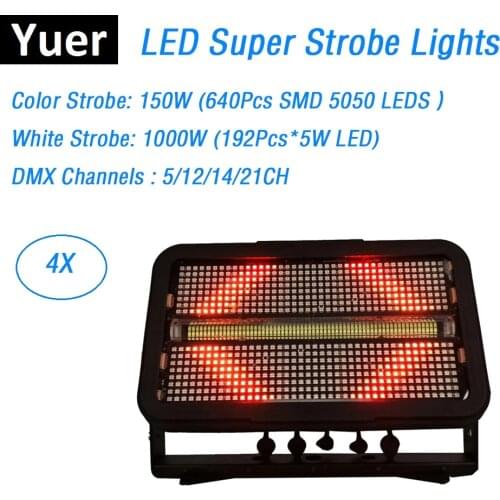 4XLot 1400W LED Super Strobe Lights For Dj Disco Party Lights DMX Flashlights For Stage Lights Club Disco Lights DMX Controller