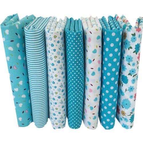 7 Sheets Blue Series Breathable Cotton Fabric for Sewing Clothing Material Supplies DIY Hand Patchwork Decoration Accessories
