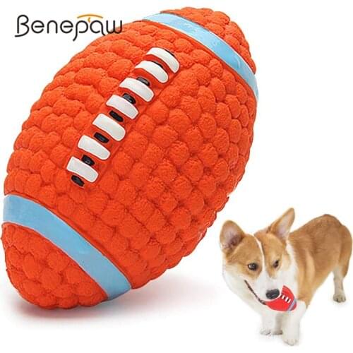 Benepaw Bite-resistant Dog Toys For Small Medium Large Dogs Safe Pet Chew Toys Bouncy Football Squeaker Floatable Puppy Ball