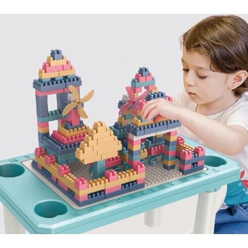 Large Particle Building Blocks Table Compatible Plastic Kids Marble Puzzle Educational Toys DIY Assembly Slide Children Gift