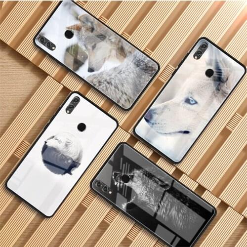 Animal Wolf Tempered Glass Phone Case For Huawei P20 P30 P40 P40 Lite Pro Psmart Mate 20 30 Cover Shell
