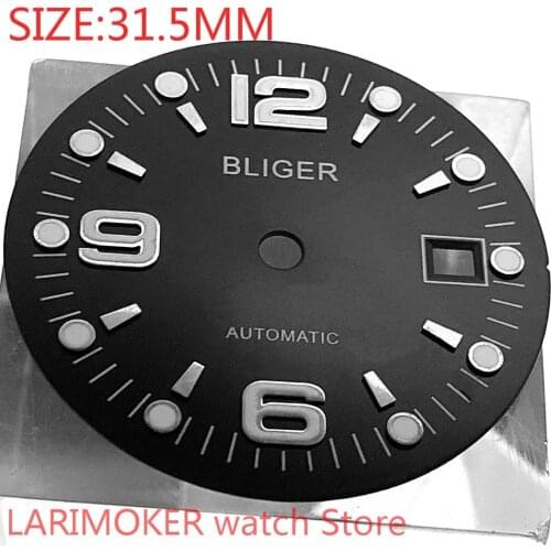 Bliger 31.5mm aseptic high quality watch Dial Fit ETA 2836/2824 DG2813/3804 Miyota 8215 821A 8205 automatic movement dial black