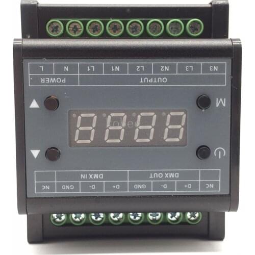 DMX302 led DMX triac dimmer brightness controller AC90V-240V Output 3channels 1A/CH High voltage led dimmer for led panel light
