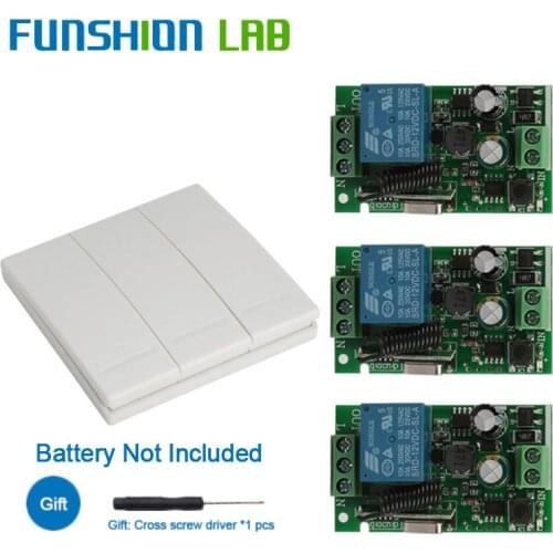 FUNSHION 86 Wall Panel Wireless Remote Transmitter 1 2 3 Button RF Switch For Light Lamp Bulb Home Living Room Bedroom Corridor