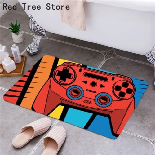 Personlized Custom Doormat Anti-slip Gamepad Printed Soft Flannel Floor Door Mats for Bath Living Room Kitchen Toilet 40*60cm
