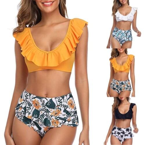 Bikini Set Women Ruffle High-waisted Two Pieces Brazilian Swimwear female High cut bathing suit Beach wear bathers Dropshipping