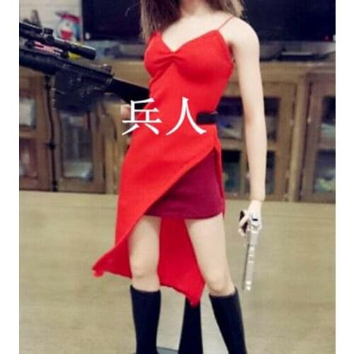 Red strap dress Accessory For 1/6th Female Figure Body Doll Toy