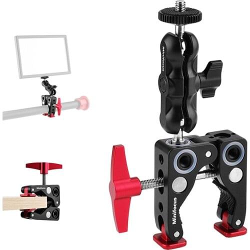 Camera Mount Clamp with 360° Ballhead Arm for DSLR Camera Field Monitor Video Light Microphone Rod Desk Ball Head Mount Stand