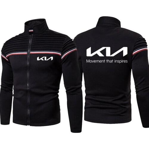 Spring Autumn Casual Mens Fashion Jackets New Kia car logo Print New sport Mens zipper Jacket high quality cotton Mens tops