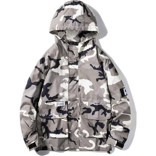Mens Jackets Hooded Spring Autumn Fashion Camouflage Male Coat Casual Streetwear Zipper Outdoor Multi-pocket Men Bomber Jacket