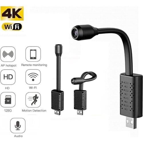 USB 4K HD MINI Camera Smart Motion Detection IR Secret Home Micro Webcam Real-time Surveillance Video Recorder SD Card Hidden TF