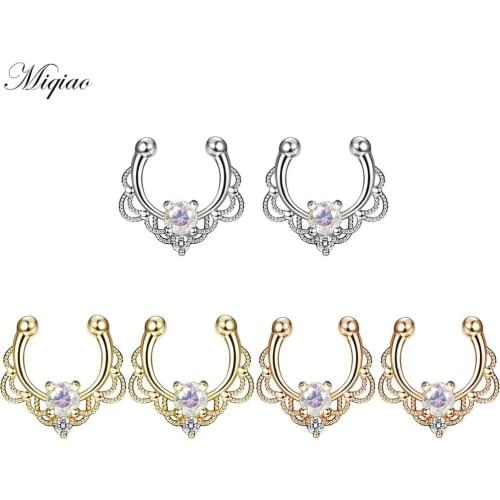 Miqiao 2pcs Fashionable High Quality Stainless Steel Zircon Nose Ring Exquisite Piercing Jewelry