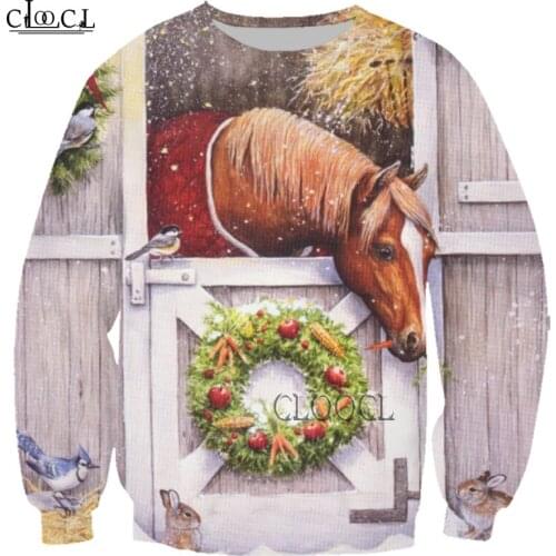 HX Fashion Men Women Hoodie Animals Horses Christmas 3D Print Harajuku Sweatshirt Unisex Autumn Jacket Pullover Drop Shipping