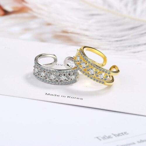 Fashion Chunky Golden Cubic Zirconia Adjustable 925 Sterling Silver Thumb Ring For Women Designer Jewelry