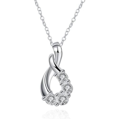 Garilina Fashion Dazzling Drop-shaped Cubic Zirconia Necklace Silver Color Pendant For Women Gift P2105