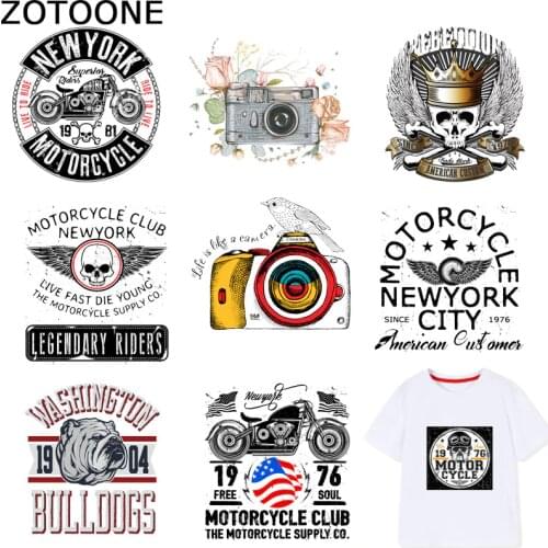 ZOTOONE Skull Patch Motorcycle Badge Camera Stickers Iron on Transfers for Clothes T-shirt Accessory Appliques Heat Transfer F1