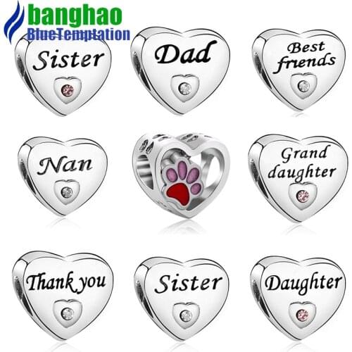 Wholesale jewelry charms heart alloy charm stainless steel jewelry making diy pendant bracelet accessories beads J11-04