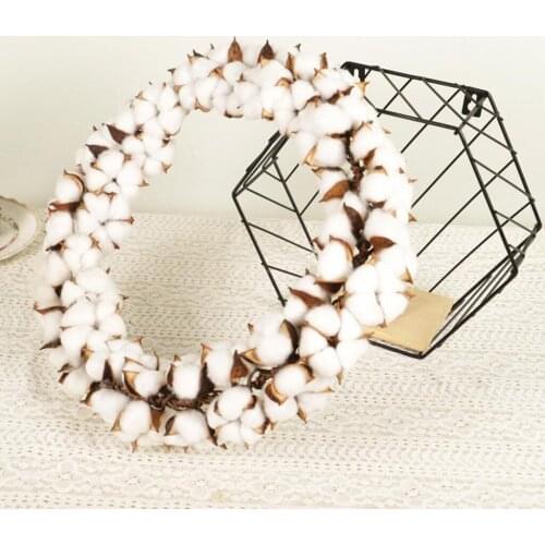 Hanging Cotton Flower Wreath 16in Garland Door Farmhouse Wall Outdoor Decor
