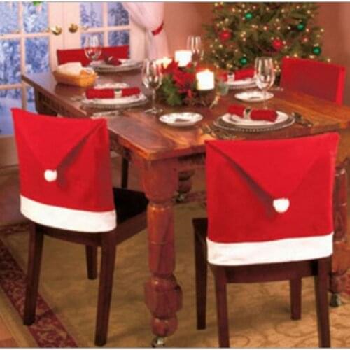 Christmas Chair Cover Christmas Hat Shape Non-woven Fabric Cover Home Hotel Festival Chair Cover Christmas Festival Decoration