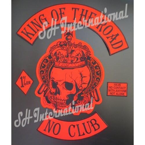 Embroidery twill Patches for Jacket Back Motorcycle Biker KING OF THE ROAD Big Size HUGE 48cm*36.5cm