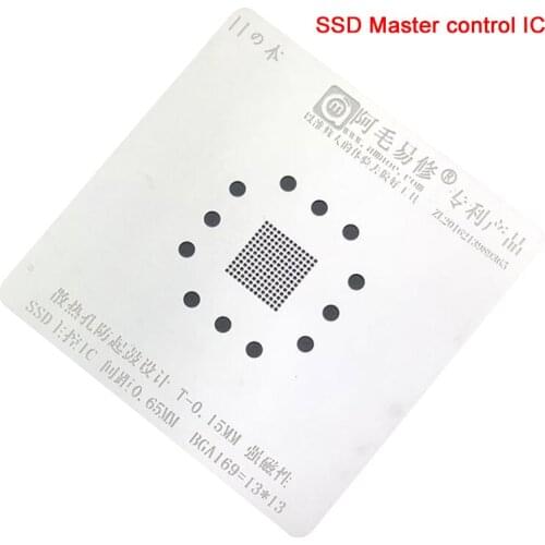 SSD Master BGA169 BGA Stencil IC Chip Reballing Pins Solder Tin Plant Net Amaoe Square Hole Heating Steel Mes