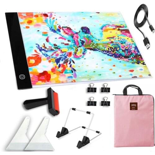 Storage bag LED cushion kit A4 size three-level dimmable LED light cushion eye protection easier, suitable for diamond painting