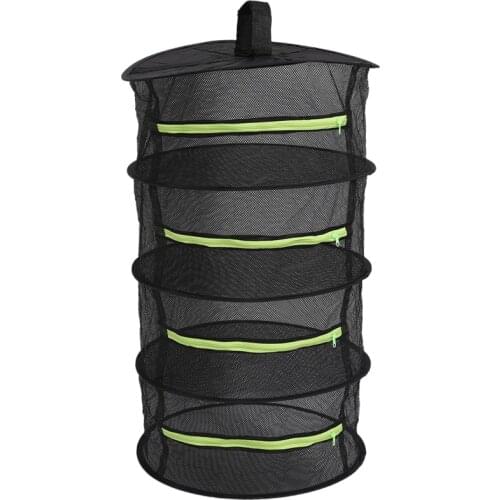 Drying Net Multi-Layer Hanging Basket with Zipper Folding Dry Rack Herb Dryer Bag Mesh for Herbs Flowers Buds Planting Drying