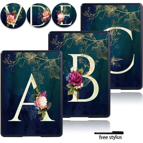 Slim Flower Printed Tablet Case for Amazon Kindle 8th/10th Paperwhite 1/2/3/4 Shockproof Case Protective Shell + Stylus