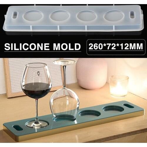 1Pc New DIY Handmade Mat Resin Epoxy Mold Wine Glass Tray Mat Holder Mold Silicone Mold For Placing Goblet