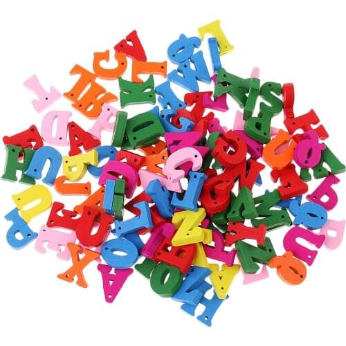 100 Pack DIY Wooden Alphabet Letters Wood Crafts for Children Kids Educational Toys Learning Letter DIY