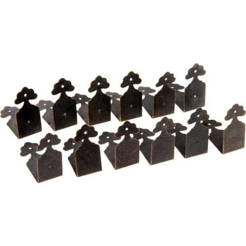 12Pcs Antique Bronze Decorative Corner Brackets Furniture Desk Jewelry Gift Box Wooden Case Feet Leg Corner Protector Edge Cover