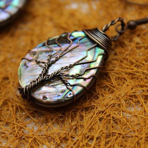 12pcs/lot Natural shell wind handmade shell pendant drop shaped tree life shell earrings women earrings colorfull design