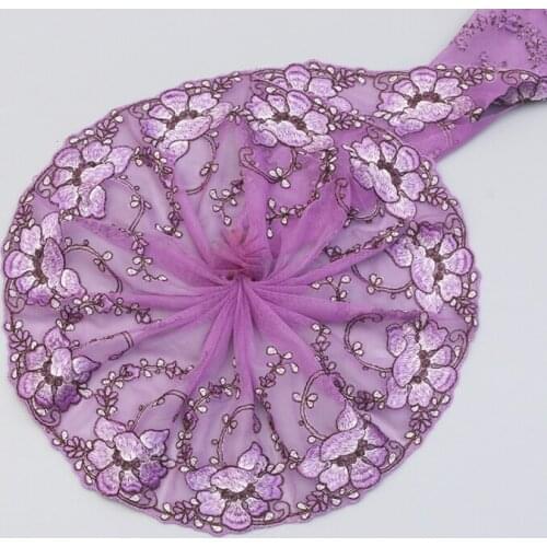 19Yards Light Pink Purple Red Embroidery Lace Trim for Bridal Wedding Gown Costume Design Lace Fabric 17cm