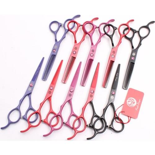 2Pcs Left Hand 5.5In. 16cm Purple Dragon Professional Hairdressing Scissors Cutting Shears Thinning Scissors Hair Scissors Z8001