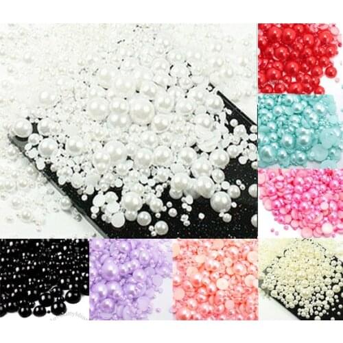 500pcs 2-10mm Mixed White Half Round Pearl Bead FlatBack Scrapbook For Craft Cabochon Kawaii DIY Embellishments Accessories
