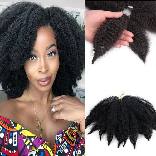 8'' Crochet Marley Braids Natural Soft Afro Kinky Twist Synthetic Pre stretched Braiding Hair Extensions For Black Women