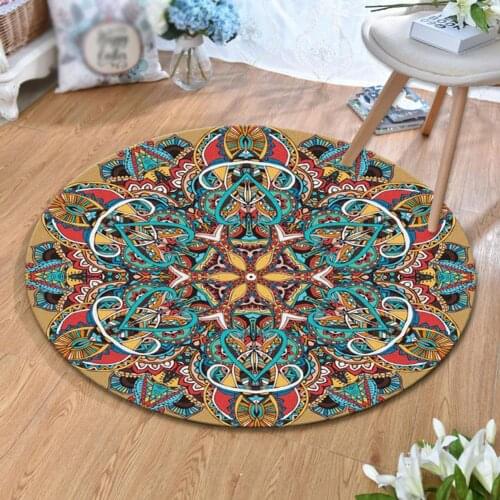 80cm Round Rugs for Living Rooms Mandala Rugs Waterproof Floor Mats Bedroom Bedside Rugs Carpet Sofa Bed Home Decoration Mats