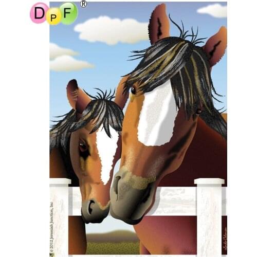 DPF Diamond Embroidery Horse mother and son Diamond Painting Cross Stitch Square diamond Mosaic Needlework home Decor picture