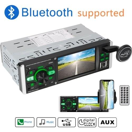 TF USB Fast Charging Car HD Video 1 Din 4.1 Inch Audio Video MP5 Player Voice Bluetooth 4.2 ISO Remote Multicolor Lighting