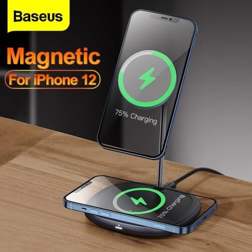 Baseus 2 in 1 Wireless Magnetic Charger Bracket 20W Fast Charging Dock For iPhone 12 Pro Max Airpods Xiaomi Magnet Phone Holder